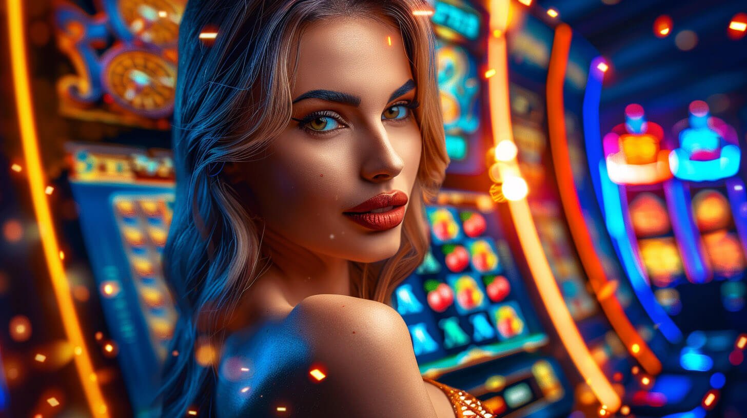 Máy đánh bạc slot online phát sáng với hiệu ứng điện xanh neon của banca30